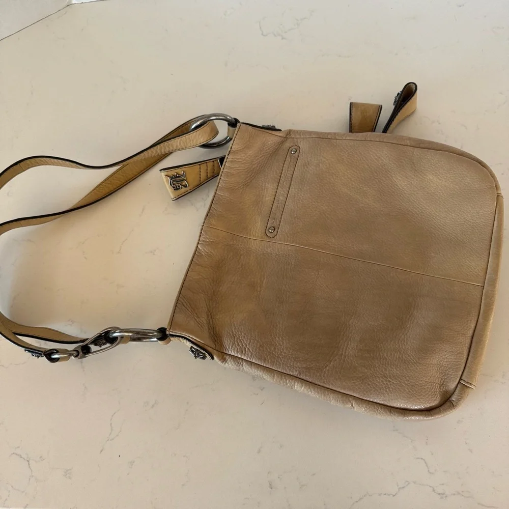 B. Makowsky Soft Leather Shoulder Bag in Taupe Beige - Picture 2 of 4